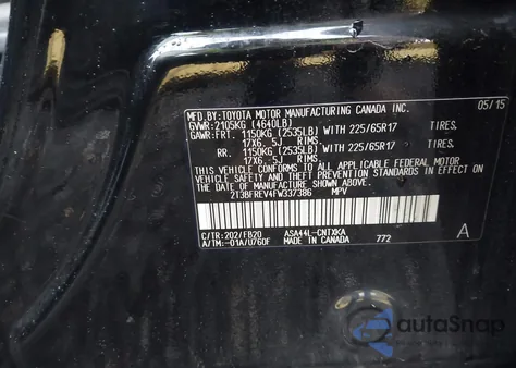 2015 Toyota Rav4 Le z USA, uszkodzony, nr VIN 2T3BFREV4FW337386